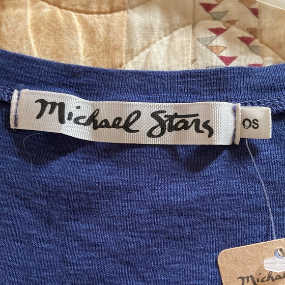 Michael Stars grommet soft v-neck tank is navy blue women’s new ruched - Picture 3 of 11